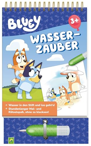Bluey Malbuch Wasserzauber: Wassermalbuch ab 3 Jahren: Mal- & Rätselbuch mit Wassertankstift I Geschenk für Mädchen und Jungen