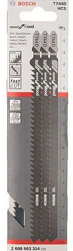 Bosch 3x T 744 D Speed for Wood Stichsägeblatt (für Weichholz, Bauholz, Länge 180 mm, Professional Zubehör Stichsäge)