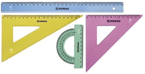 DANUBIO 7082904pl di 99 Set/matematica della geometria del set, 4 pezzi, grande, con foro per appenderlo, colori assortiti