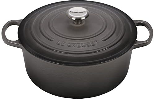Le Creuset Evolution Cocotte con Tapa, Redonda, Todas Las Fuentes de Calor Incl. inducción, 6,7 l, Hierro Fundido, Gris(Flint)