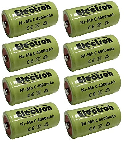 Lot de 8 batteries rechargeables Ni-Mh NiMH C 1/2 demi-torche 1,2 V 4000 mAh accumulateur 50 x 26 mm broches