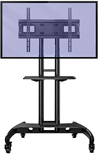 Invision TV Standfuß auf Rollen für 32-75 Zoll Fernseher Bildschirme, Mobiler TV Ständer Rollwagen, Höhenverstellbar Ultra Stabil Halterung bis 45.5kg Max VESA 600b x 400h GT1200 ScreenStation