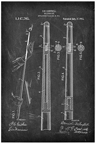 artboxONE Poster 30x20 cm Schwarzweiß Billard Queue Patent (Tafel) - Bild poolbillard billardspiel Blaupause