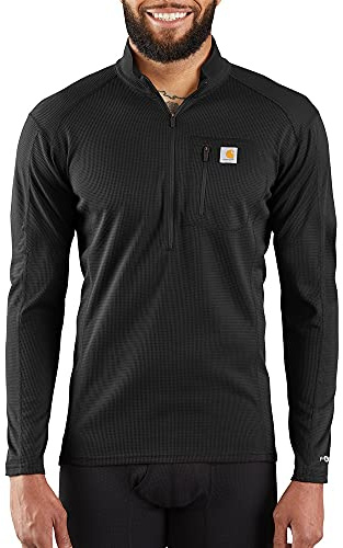 Carhartt Men's Base Force Midweight Tech Quarter-Zip Layer Top, Black, M