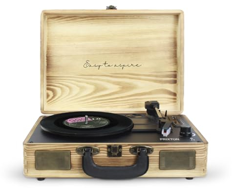 PRIXTON Giradischi in Vinile Vintage VC400, Lettore e convertitore di vinile tramite Bluetooth e USB, 2 altoparlanti incorporati, Colore Legno