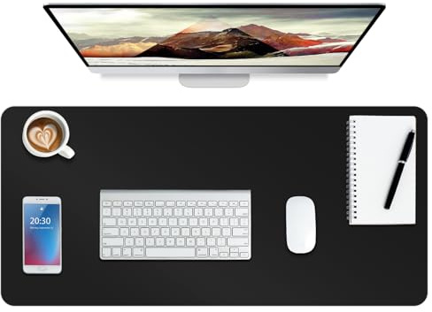 Leder-Schreibtischunterlage,wasserdichte Schreibtischunterlage für Schreibtisch, Schreibtischunterlage für Tastatur und Maus, Leder-Mauspad-Schutz für Büro und Zuhause, 76 * 36.5cm(M Black)