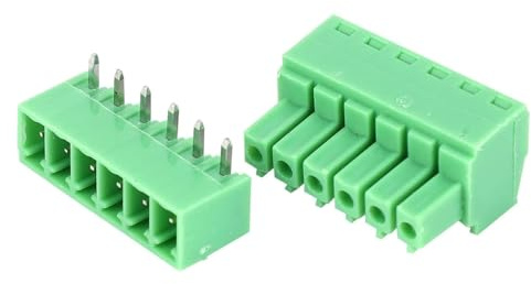 10 Paar 6-poliger Klemmenblock, Elektrozubehör Verbindungsklemmen Männlich Weiblich PCB Schraubklemmenblock 15 EDG 3,81 mm vorisoliertes Klemmenverteilermodul für Stromversorgung, Signalverteilung