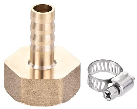 sourcing map Messing Schlauchanschluss Adapter 10mm Schlauchanschluss x G3/4 Innenrohr mit Edelstahl Schlauchklemme