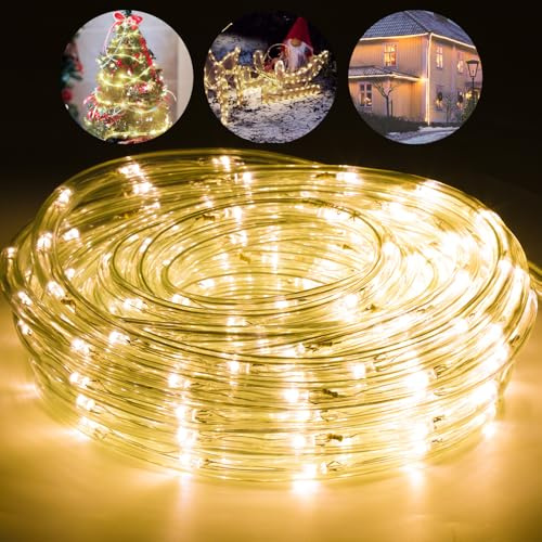Cecaylie LED Lichterschlauch Außen Innen, 40M 960 LEDs Warmweiß Lichtschlauch mit Timer und 8 Modi Wasserdicht Lichterkette Außen und Innen, für Party Hochzeit Weihnachts Deko | 960 LEDs,8 Lichtmodi,6-Std.-Timer,Speicherfunktion,flexibler PVC-Schlauch,für innen und außen;Steuergerät nicht wasserdicht