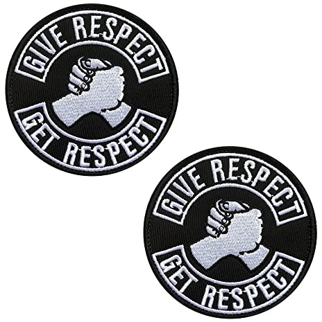 Zcketo 2 Stück Give Respect Get Respect Aufnäher bestickt Fun-Patch/Biker Patch zum Annähen | Motorrad Flicken/Taktischer Applikation für Jeans/Leder/Uniform/Jacke/Motorradzubehör