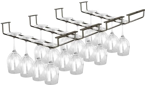 YAYODS 4PCS 14 Inch Wine Glass Rack, Wall Mounted Hanging Wine Glass Holder with Screws, Heavy Duty Wine Glass Rack Cups Holder for Cabinet, Kitchen, Bar and Restaurant