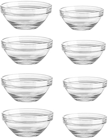 Yalych Mini préparation de Repas en Verre : 4 ramequins en Verre empilables for la Cuisine, Les Desserts, Les trempettes, Les Plats de Noix et de Bonbons. Vaisselle