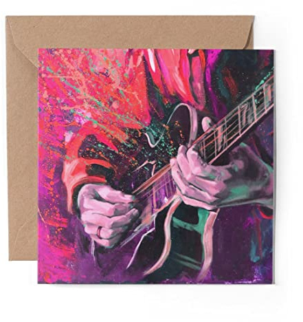 1 x Greeting Card Guitar Player Painting Music - Blank Birthday Celebration Anniversary #14289