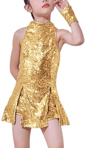 LOLANTA Mädchen Pailletten-Kostüm Hip Hop Dancewear Funkelndes Tanzkleid Gesetzt