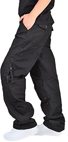Muscularfit 2023 Cargo Pants for Men Men's Sweatpants Big and Tall Multi Pockets Cargo Pants Casual Loose Joggers Athletic Pants Straight Trousers Sweat Pants for Mens Mens Work Pants Black L