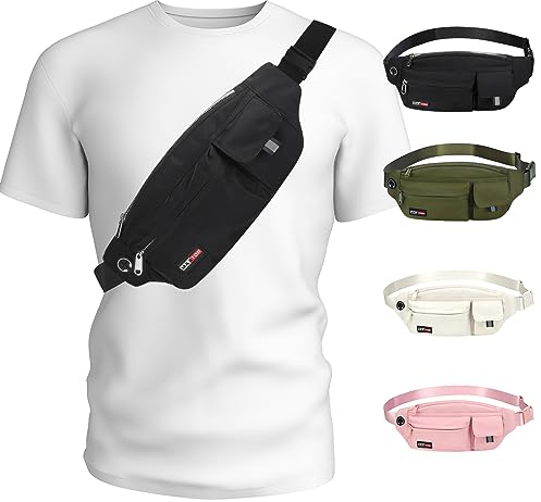 MAXTOP Bauchtasche Herren Damen Laufgürteltasche, modische Gürteltasche Hüfttasche wasserdicht, Reise Geldgürtel, Handyhalter für Yoga, Fitnessstudio, Joggen, Workout, Fitness, Training schwarz