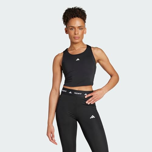 adidas dam Techfit Cropped Training Tank Top Shirt, BLACK, XS