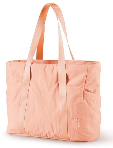 BAGSMART Damaxelväska handväska, yogamatta, stor shoppingväska, vattentät axelväska med flera fickor, för arbete, resor, shopping, skola, yoga, M-orange, Medium, avslappnad