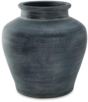 Signature Design by Ashley Meadie Traditional Indoor Terra Cotta Tabletop Vase with Wide Mouth, Blue