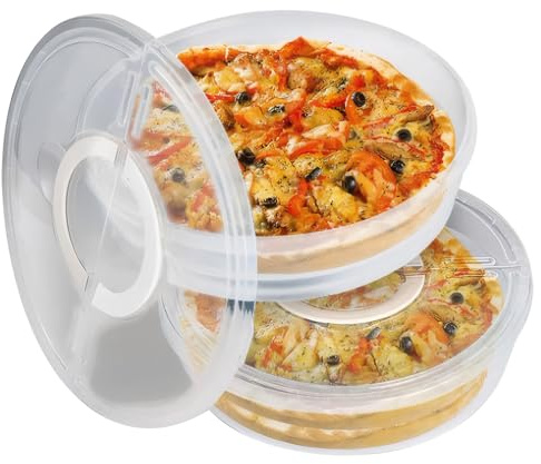 Porgeel 2pcs Pizza Storage Container 12 '' Kuchenträger wiederverwendbarer Pizza -Behälter mit Deckel ＆ Griff klarer Keksbehälter Rundes Lebensmittelbehälter für Kuchenkäsekuchen -Tortilla