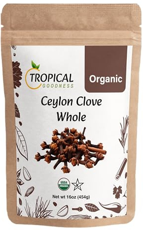Tropical Goodness Cloves Whole Organic 16 oz (1 lb) | USDA Organic & Kosher Certified | Premium Non-GMO Ceylon Cloves | Fresh Pure Flavor for Cooking, Tea & Baking | Fresh Hand Picked from Sri Lanka