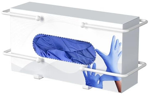 niffgaff Dispenser per Guanti da Laboratorio - Guantera bianca per guanti, contenitore per fazzoletti monouso, organizer per laboratorio, cucina, guanto medico a parete