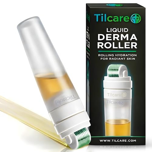 Derma roller pour le visage, le cuir chevelu et la barbe avec applicateur de sérum - Roller Cheveux repousse microneedling à domicile, rouleau à micro-aiguilles de 0,25 mm, microneedling cheveu