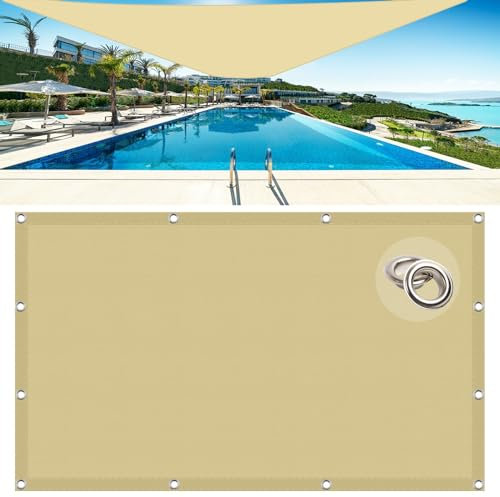Parasole Rettangolare, Rete Ombreggiante 5.5 x 6 m Panno Ombreggiante, Vela Ombreggiante, Tenda a Vela Idrorepellente, Anti UV per Piante di Fiori da Giardino, Giallo sabbia