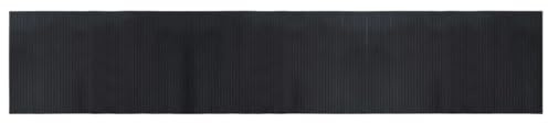 vidaXL Black Bamboo Rug - 60x300 cm Rectangular Carpet Runner for Living Room, Hallway - Durable, Water-Resistant with Anti-Slip Backing
