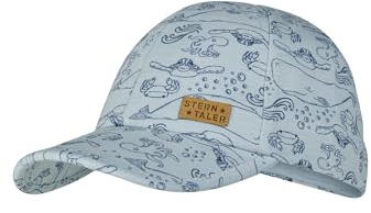 Sterntaler Basecap - Schirmmütze Kinder Bedruckt mit Meerestieren - Jungen Baseball Cap mit Metallschließe zur Größenregulierung - Sommer Basecap mit festem Schirm - UV-Schutz 30, graublau, Größe 55