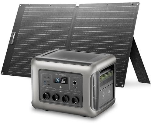 ALLPOWERS R2500 V2 Station électrique portable avec panneaux solaire 100W | batterie LFP,fonction UPS, Entrée maximale de 1500W, générateur solaire pour camping, extérieur, jardin