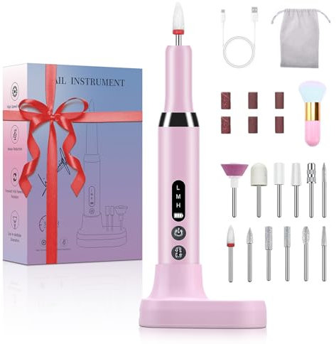 Fresa per Unghie Professionale, Fresa Unghie Professionale USB ricaricabile, 20000 u/min lima elettrica unghie portatile,Manicure e Pedicure Elettrico per Unghie Gel, Nail Drill