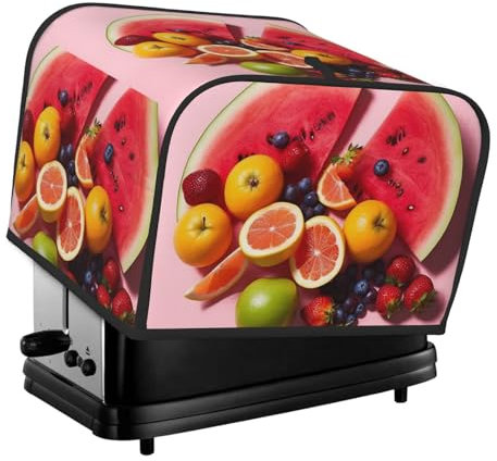 Fresh Fruits Toaster-Abdeckung, 4 Scheiben, Küche, kleine Geräte, Abdeckungen mit Taschen, Toaster, Staubschutz mit Griff oben, waschbar, Universal-Brotbackmaschinen-Abdeckung für Küche
