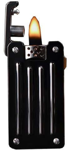 Briquet à kérosène rétro en métal, briquet à kérosène à flamme douce classique, réutilisable, allumage par glissière, conception de verrouillage de sécurité, adapté comme cadeau for les hommes (carbur