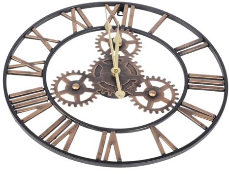 ORFOFE American Style Retro Wanduhr Metall Eisen Kunst Zahnräder Römische Ziffern Stille Wanddeko Für Wohnzimmer Schlafzimmer Geschenk