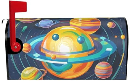 Mailbox Cover Magnetic Mailbox Wraps 21x18 in Colorful Solar System Post Letter Box Outdoor Post Box Cover Farmhouse Home Decor Waterproof Mail Wraps for Winter Yard