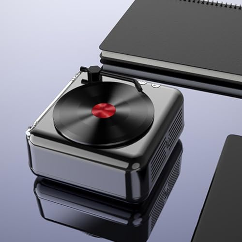Reproductor de CD, radio FM portátil, altavoz integrado, reproductor de CD retro, compatible con Bluetooth, 116 x 110 x 62 mm, múltiples opciones de reproducción (negro)