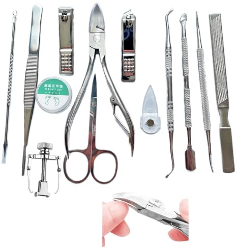 Syiyunran Unghie Incarnite Piedi Kit Pads - 12 Pezzi, Strumenti per la Cura Del Piede, Manicure in Acciaio Inox Tagliaunghie Dei Set, Pedicure Professionale Overgrown e Unghie