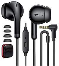 TOPAUX Écouteurs Filaires avec Microphone pour Macbook Pro | 3,5mm Jack Semi Intra-Auriculaires Filaires Audio Ecouteur Antibruit Casque pour Samsung A25,Oreillette avec Contrôle Volume