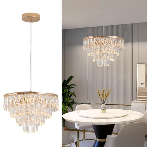 Vinilky Crystal Led Ceiling Light Modern Chandelier Pendant Light Flush Mount LED Lighting Fixture Hanging Ceiling Lamp for Hallway Entryway Living Room Dining Room Bedroom Kitchen
