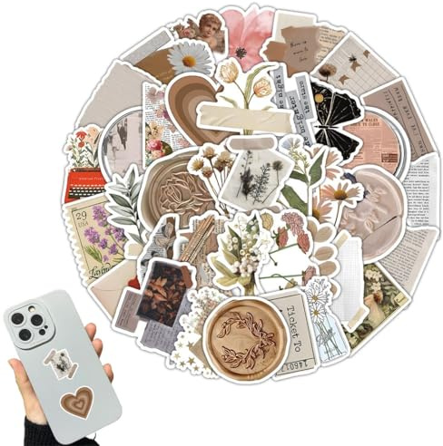 XENQITO 120 Pcs Pegatinas para Scrapbooking, Stickers Aesthetic, Bullet Journal, Estética de Pegatinas, Pegatinas Vintage Decorativa para Bricolaje, Álbumes de Recortes, Calendario, Libro de Fotos