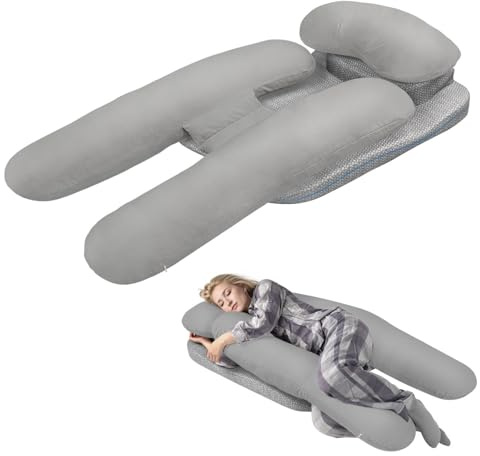 Cuscino per dormire lateralmente, per alleviare il dolore alle spalle, cuscino per il corpo per adulti che dormono di lato, cuscino ergonomico a forma di H per GERD, collo, gambe e schiena, fodera