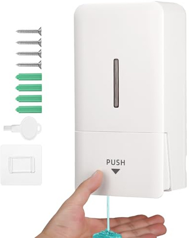 Zaxiva Dispenser Sapone Bagno, Dispensatore Ideale per Bagni Commerciali, Compatto e Adatto per Disinfettanti e Saponi per le Mani, ABS Bianco 800ML