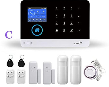 Kit Alarma Casa, Wifi Gsm Sistema inalámbrico de alarma de seguridad antirrobo inteligente con sirena exterior/interior Sirena Sirena Vida inteligente Aplicación de tuya Control remoto(L)