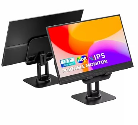 Veout Moniteur Portable 13,3 Pouces 1080p, ultrafin et léger, avec HDR | Écran HDMI de Voyage + Housse Intelligente pour Ordinateur Portable/PC/Mac/téléphones Portables/Xbox/Switch/PS4