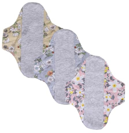 3 Piezas Compresas Reutilizables, Salvaslips Antibacterianos, Compresas de Noche Lavables para Flujo Menstrual Abundante