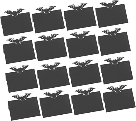 MUELODSIC 50 Piezas Tarjetas de Mesa Negras con Diseño de Tarjetas de Asiento para Banquetes y Fiestas de Halloween para Decoración y Organización de Invitados