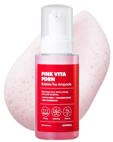 Omitted Pink Vitamin PDRN Serum - Bubble Texture, Quick Mask & Elasticity and Makeup Booster Ampoule with Cica and Ceramide, Korean Skin Care, 3.04 fl. oz. (90ml)