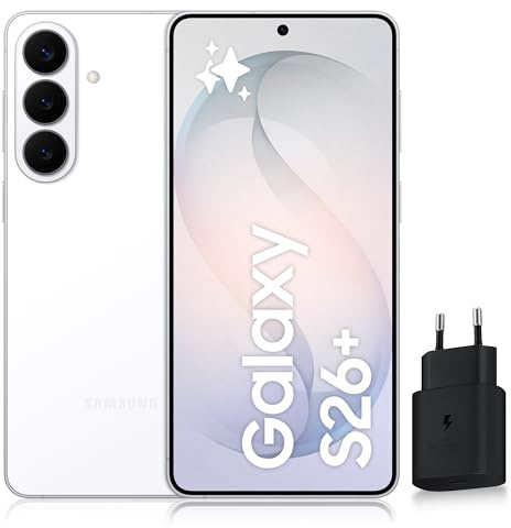Samsung Galaxy S26+, Smartphone Android 5G avec Galaxy AI, 256 Go, Chargeur Secteur Rapide 25W Inclus, Smartphone déverrouillé, Blanc, Version FR
