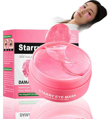 60PCS Patch Yeux Anti-âge, Anti Rides Masque de Soins Visage yeux, Masques Hydratants pour Les Yeux, Contre Poches Puffiness, Rides, Cercles, Claircir Les Cernes, Soulager la fatigue Oculaire-Rose